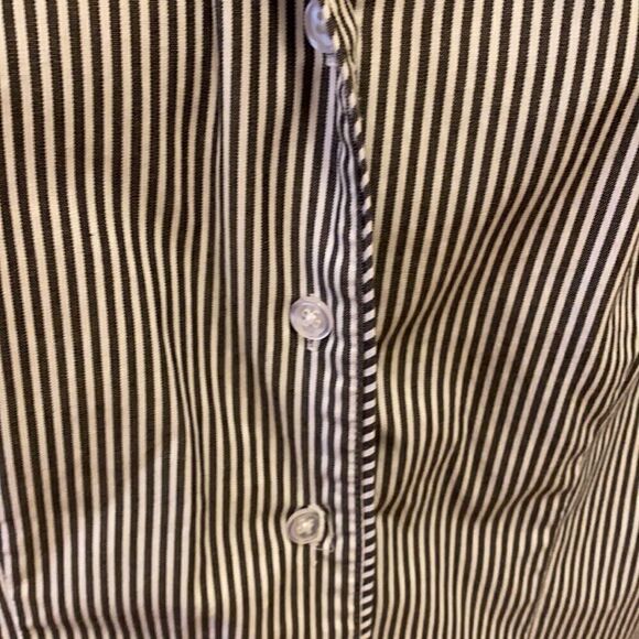 Christopher & Banks Petite Black White Stripe Top Shirt Blouse Button PM medium - Picture 7 of 7
